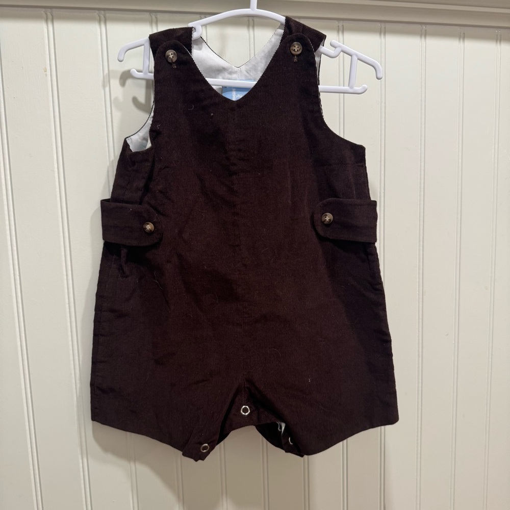 bella bliss Chocolate Brown Corduroy Shortalls - 6 month - Button Tab John John - Picture 4 of 4